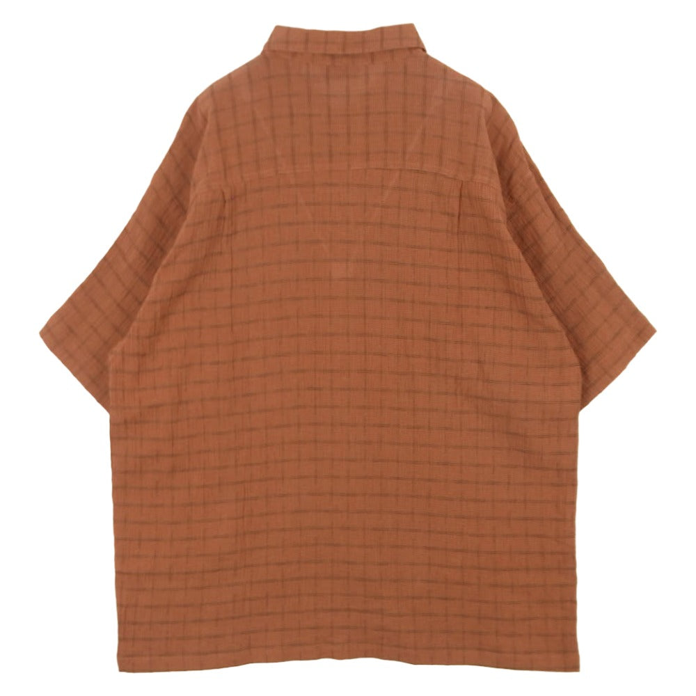 patagonia パタゴニア 00SS 00s ポルトガル製 AC ヤーンダイ オーガニックコットン 半袖 チェック シャツ オレンジ系 L【中古】