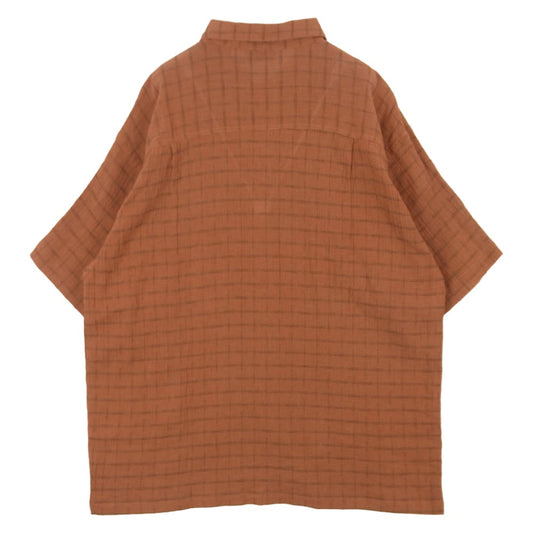 patagonia パタゴニア 00SS 00s ポルトガル製 AC ヤーンダイ オーガニックコットン 半袖 チェック シャツ オレンジ系 L【中古】