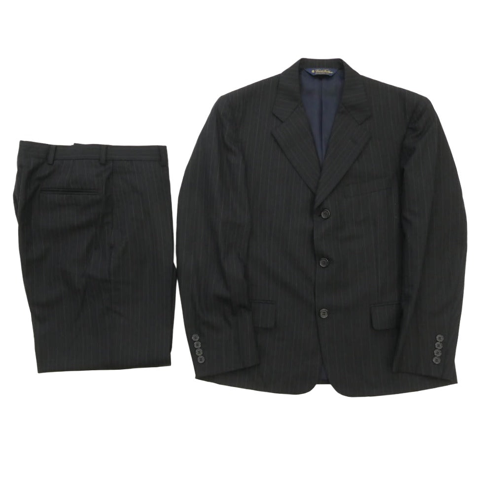 Brooks Brothers ブルックスブラザーズ 3B ストライプ テーラード ジャケット スラックス パンツ セットアップ ブラック系 37SHT/31W【中古】