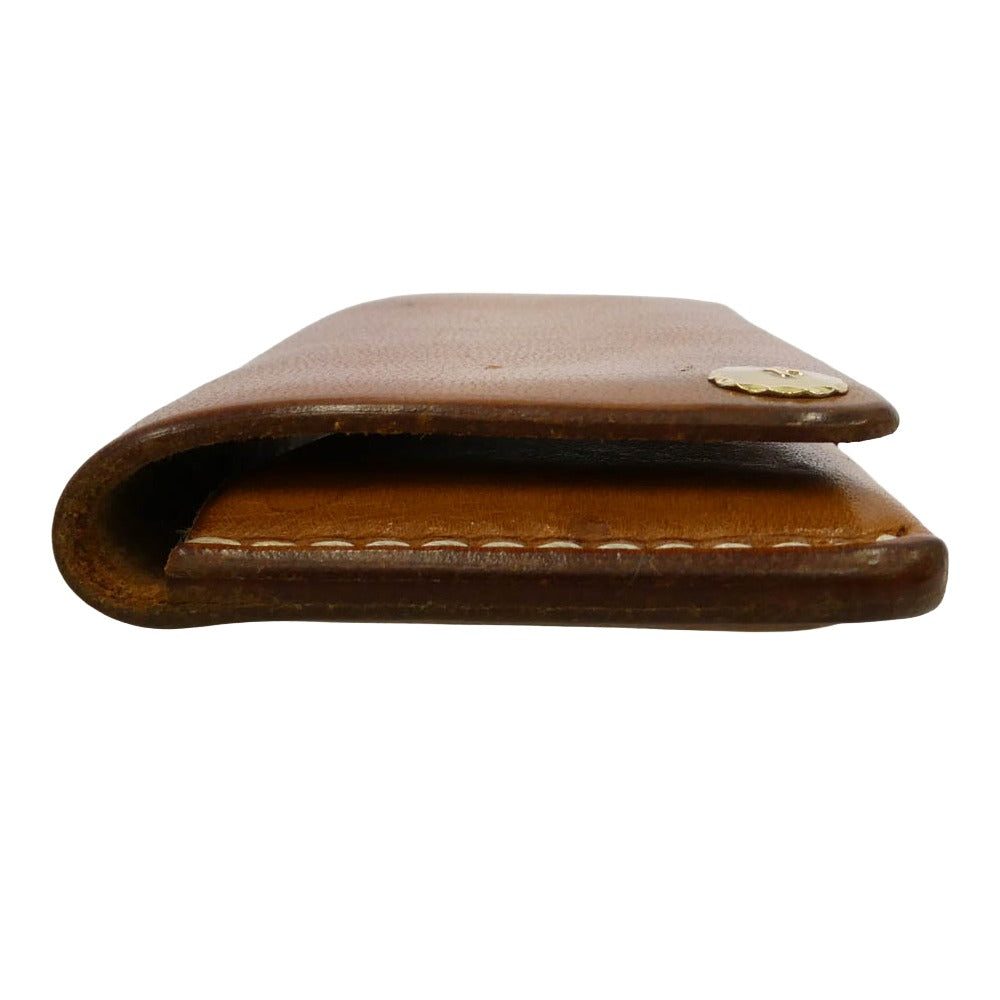 goro's ゴローズ K18 金メタル 名刺入れ Leather Card Case レザー カードケース ライトブラウン系【中古】
