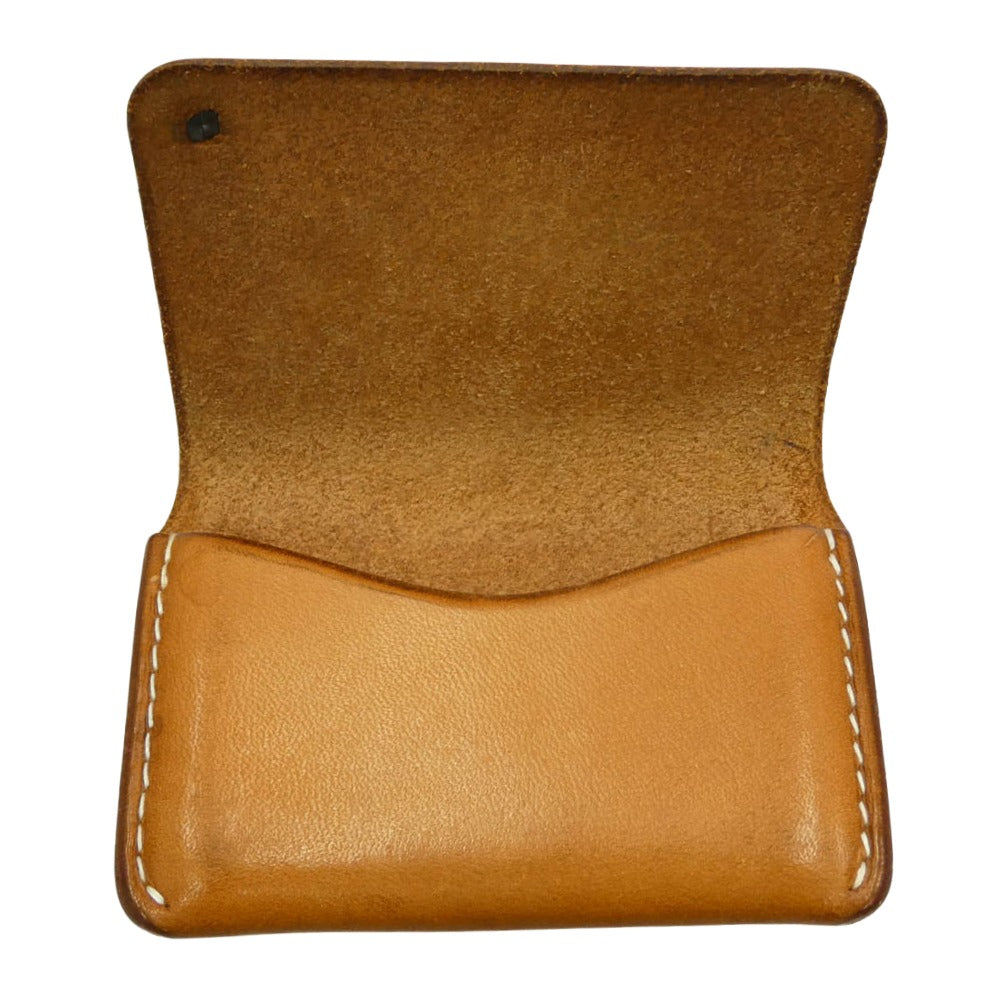 goro's ゴローズ K18 金メタル 名刺入れ Leather Card Case レザー カードケース ライトブラウン系【中古】