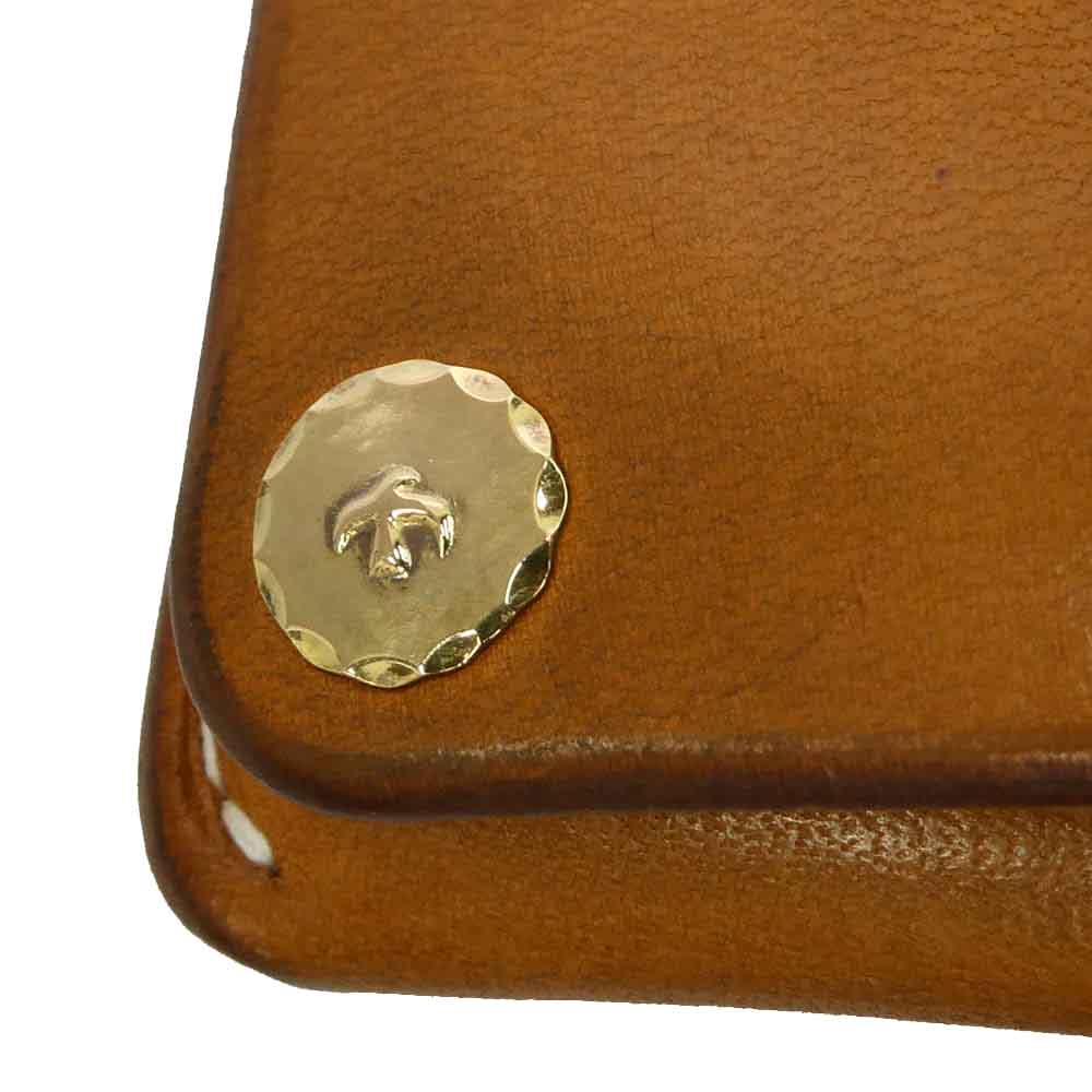 goro's ゴローズ K18 金メタル 名刺入れ Leather Card Case レザー カードケース ライトブラウン系【中古】