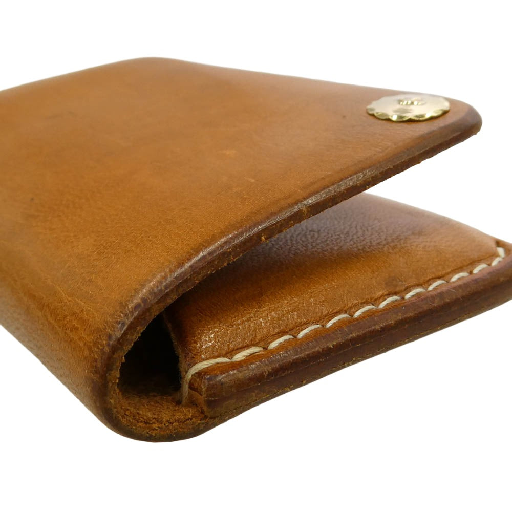 goro's ゴローズ K18 金メタル 名刺入れ Leather Card Case レザー カードケース ライトブラウン系【中古】