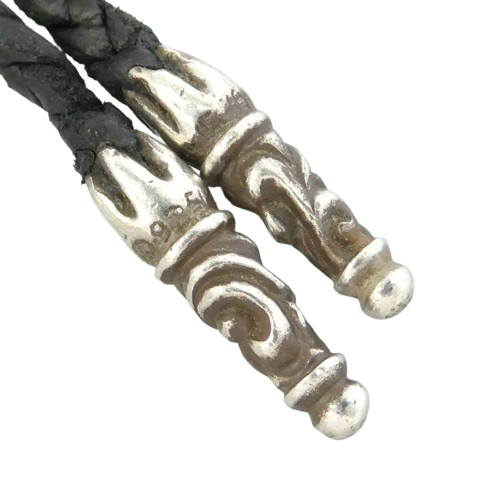 CHROME HEARTS クロムハーツ（原本無） LEATHER BRAID スクロール レザーブレード ネックレス ブラック系 シルバー系【中古】