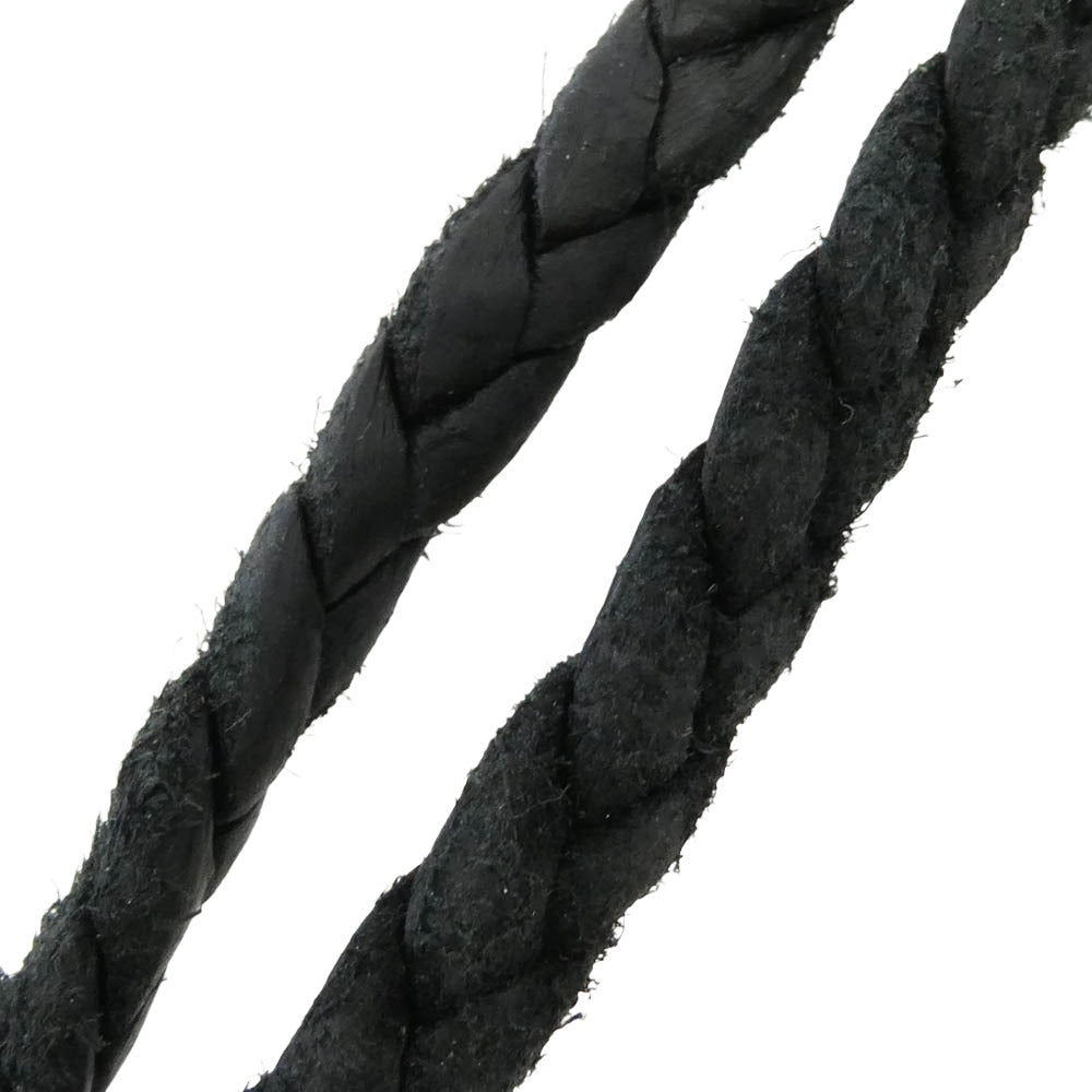 CHROME HEARTS クロムハーツ（原本無） LEATHER BRAID スクロール レザーブレード ネックレス ブラック系 シルバー系【中古】