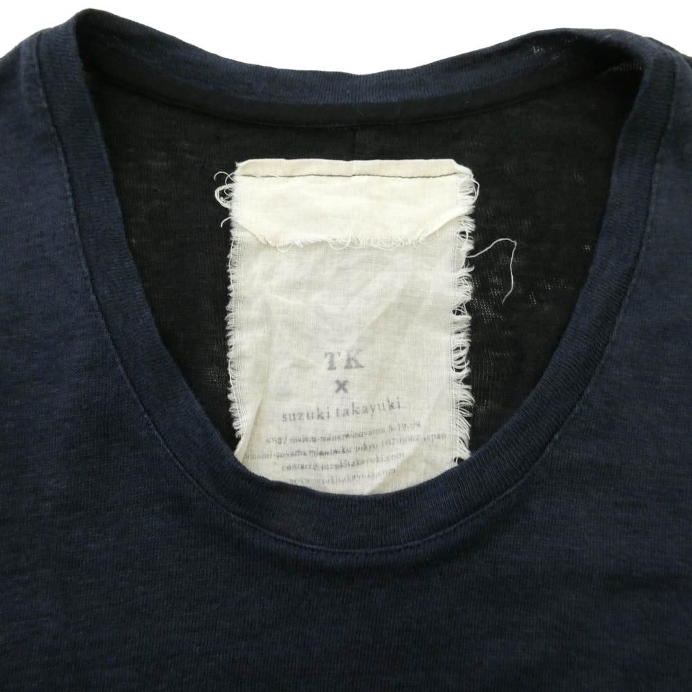 suzuki takayuki スズキタカユキ TK リネン 切替 カットソー 半袖 Tシャツ ブラック系 ネイビー系 1【中古】