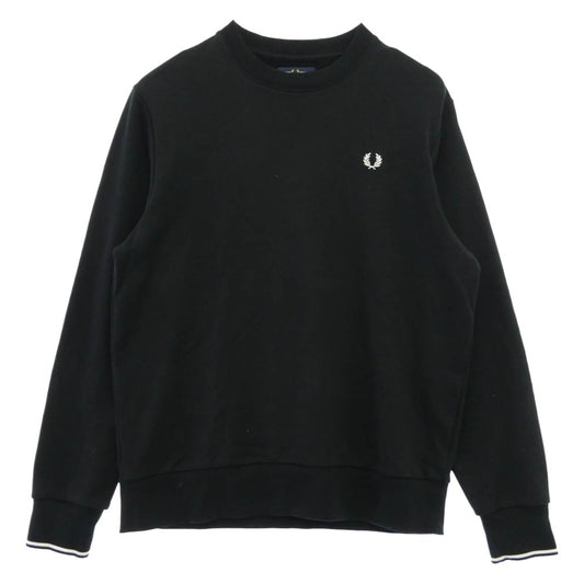 FRED PERRY フレッドペリー 212885 Crew Neck Sweatshirt クルーネック 長袖 ロゴ刺繍 スウェットシャツ ブラック系 XL【中古】