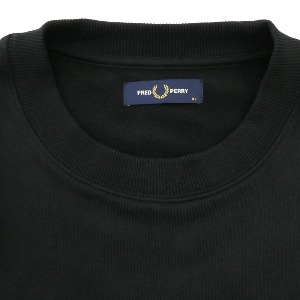 FRED PERRY フレッドペリー 212885 Crew Neck Sweatshirt クルーネック 長袖 ロゴ刺繍 スウェットシャツ ブラック系 XL【中古】