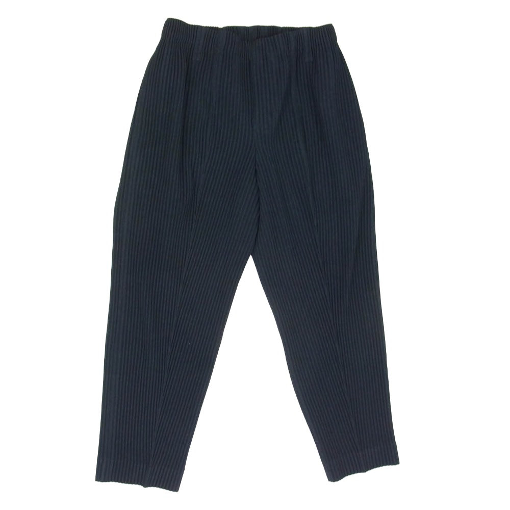 HOMME PLISSE ISSEY MIYAKE オム プリッセ イッセイミヤケ 21SS HP11FF003 センターライン プリーツ テーパード パンツ ネイビー系 1【中古】