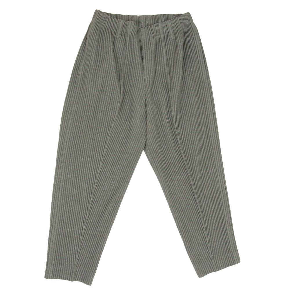 HOMME PLISSE ISSEY MIYAKE オム プリッセ イッセイミヤケ 21SS HP11FF003 センターライン プリーツ テーパード パンツ グレー系 1【中古】