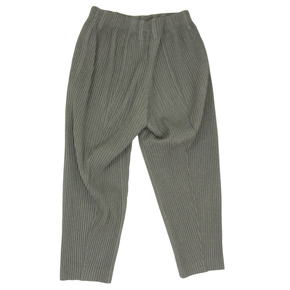HOMME PLISSE ISSEY MIYAKE オム プリッセ イッセイミヤケ 21SS HP11FF003 センターライン プリーツ テーパード パンツ グレー系 1【中古】
