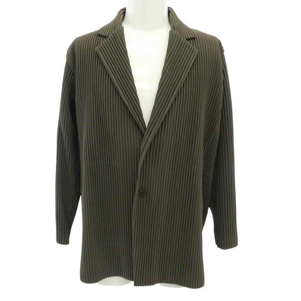 HOMME PLISSE ISSEY MIYAKE オム プリッセ イッセイミヤケ 19AW HP93JD214 2B Pleated Tailored Jacket プリーツ テーラード ジャケット カーキ系 2【中古】