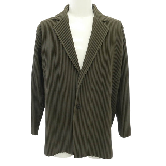 HOMME PLISSE ISSEY MIYAKE オム プリッセ イッセイミヤケ 19AW HP93JD214 2B Pleated Tailored Jacket プリーツ テーラード ジャケット カーキ系 2【中古】