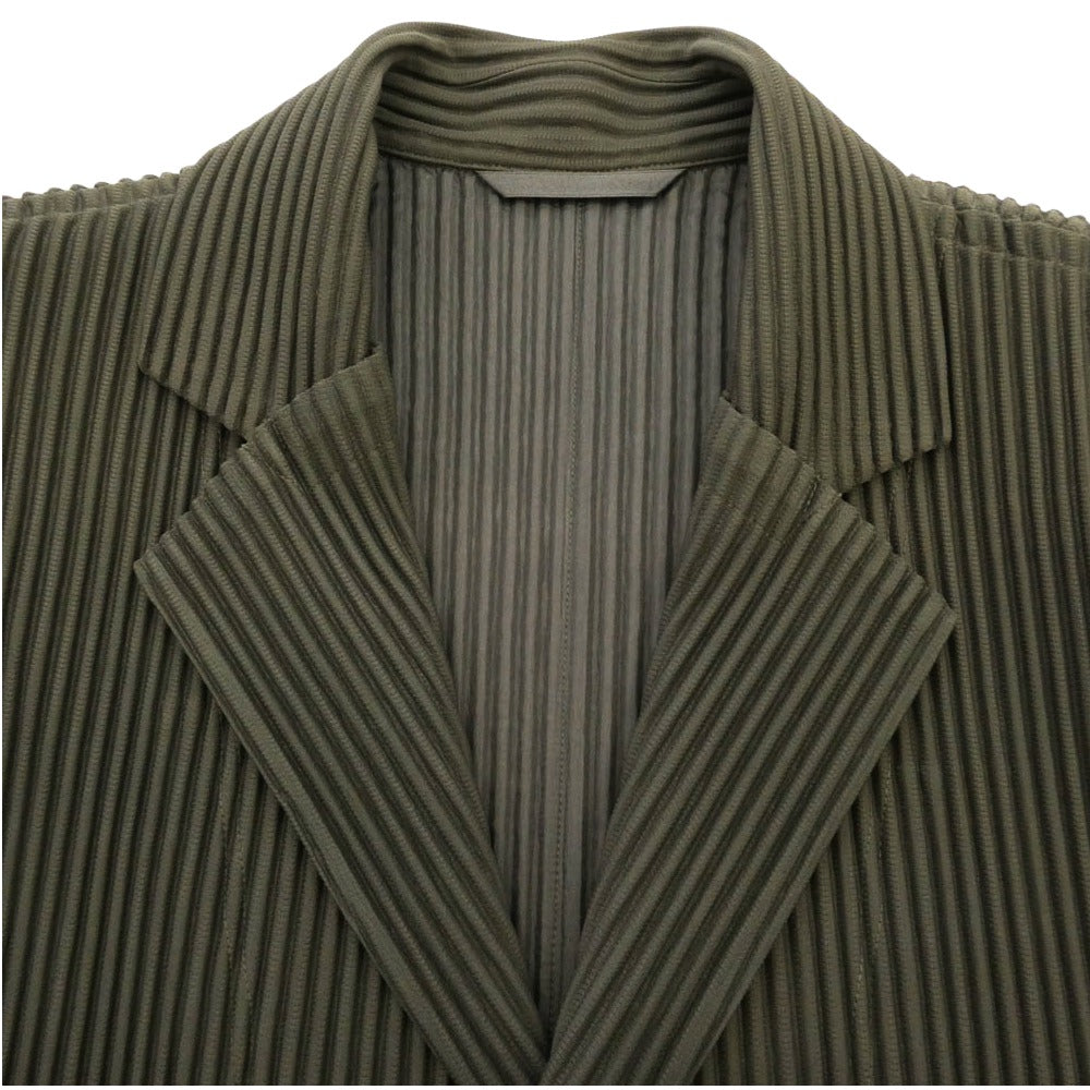 HOMME PLISSE ISSEY MIYAKE オム プリッセ イッセイミヤケ 19AW HP93JD214 2B Pleated Tailored Jacket プリーツ テーラード ジャケット カーキ系 2【中古】