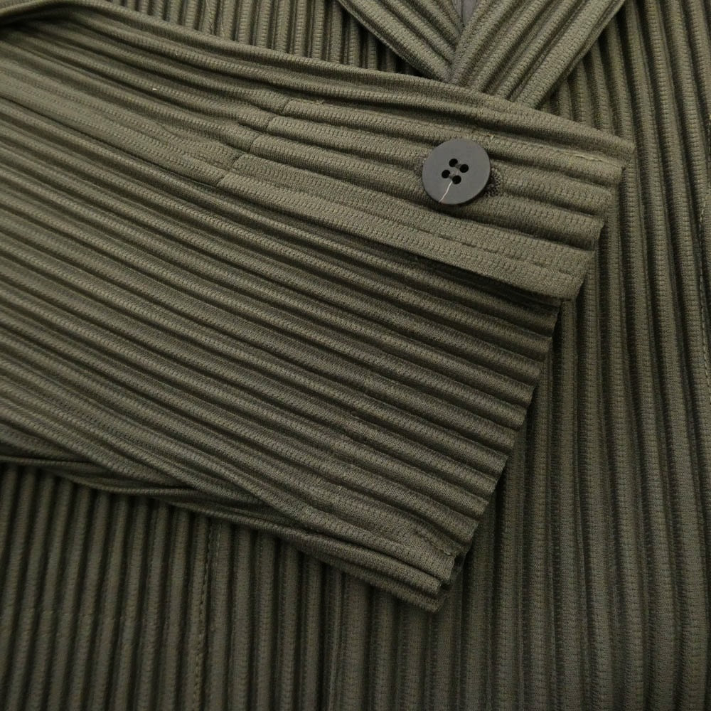 HOMME PLISSE ISSEY MIYAKE オム プリッセ イッセイミヤケ 19AW HP93JD214 2B Pleated Tailored Jacket プリーツ テーラード ジャケット カーキ系 2【中古】