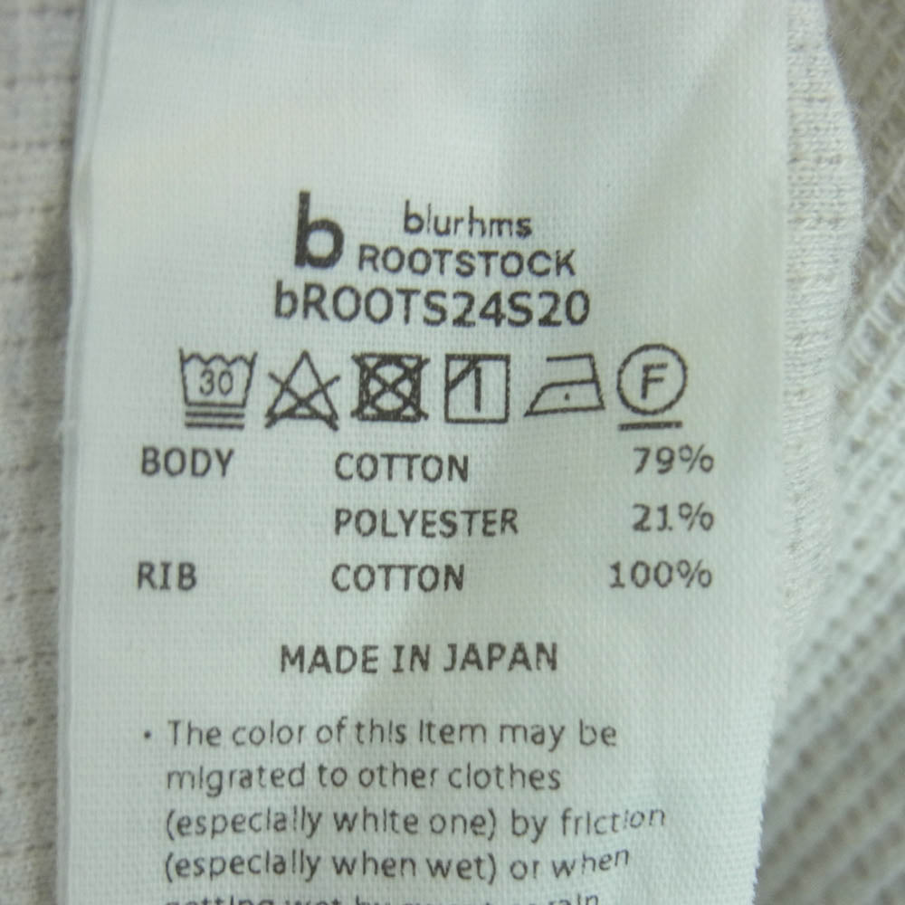 blurhms ROOTSTOCK ブラームスルーツストック bROOTS24S20 Rough&Smooth Thermal Baseball Tee ラフ アンド スムース サーマル ベースボール Tシャツ 長袖 カットソー オフホワイト系 ライトグレー系 3【中古】