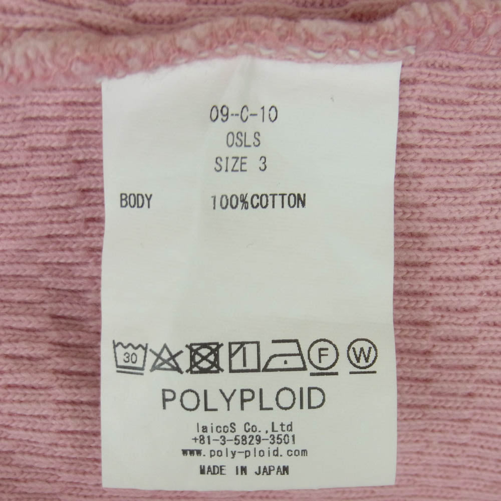 ポリプロイド 09-C-10 OVERSIZE LONGSLEEVE C THERMAL オーバーサイズ サーマル ロングスリーブ 長袖 カットソー ピンク系 3【中古】