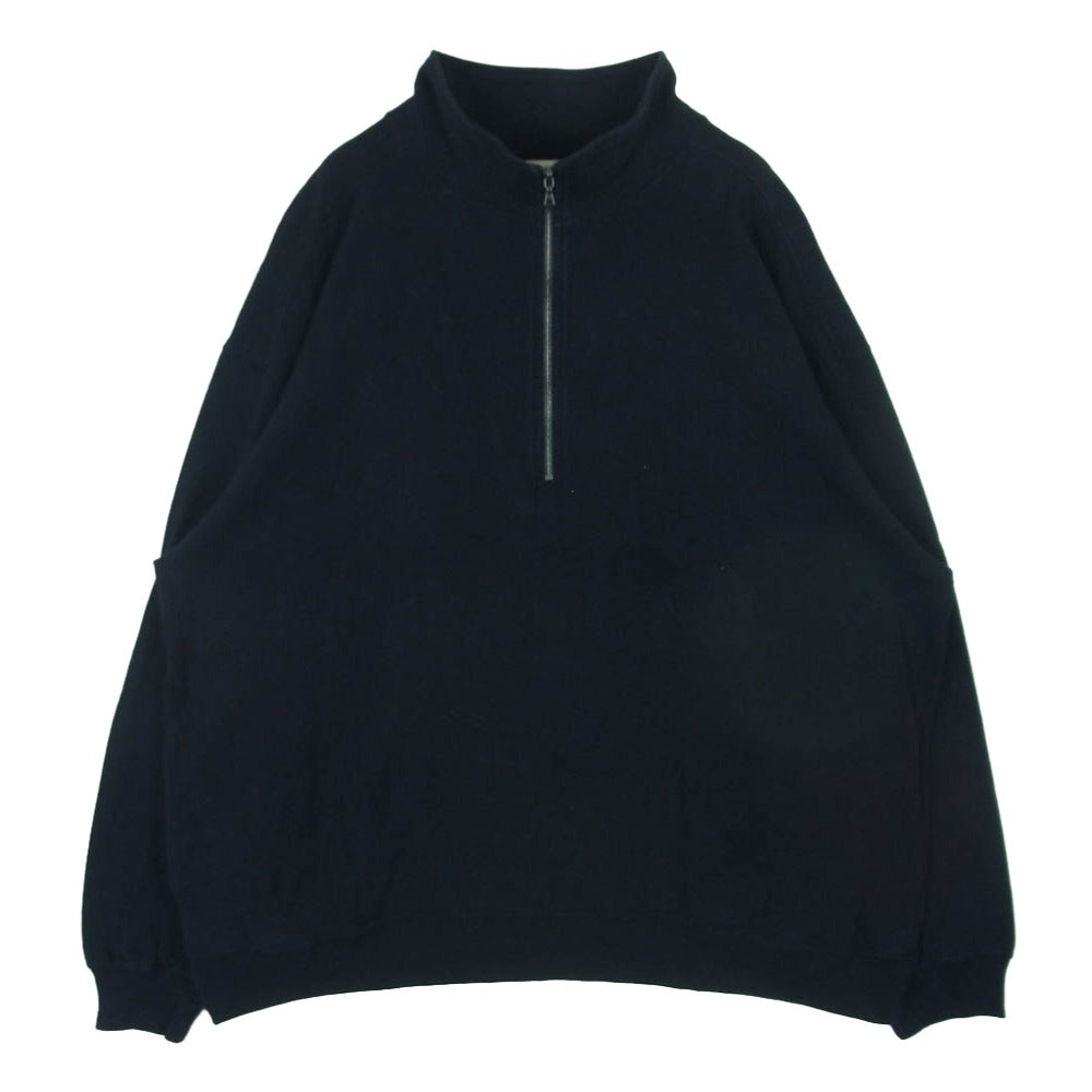 blurhms ブラームス BHS23S032 Silk Nep Harf zip シルク ネップ ハーフ ジップ 長袖 スウェット シャツ ダークネイビー系 3【中古】