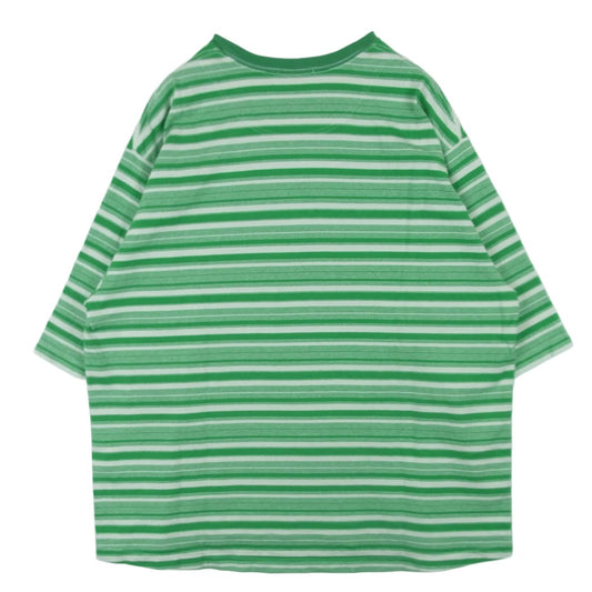 ポリプロイド 10-B-12 OVERSIZE BORDER T SHIRT B オーバーサイズ ボーダー Tシャツ 半袖 カットソー グリーン系 ホワイト系 4【中古】