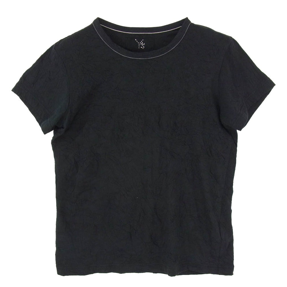 Y's Yohji Yamamoto ワイズ ヨウジヤマモト 22AW YE-T53-057 シワ加工 丸首 クルーネック 半袖 Tシャツ ブラック系 2【中古】
