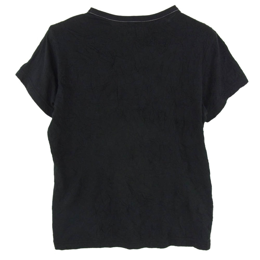 Y's Yohji Yamamoto ワイズ ヨウジヤマモト 22AW YE-T53-057 シワ加工 丸首 クルーネック 半袖 Tシャツ ブラック系 2【中古】
