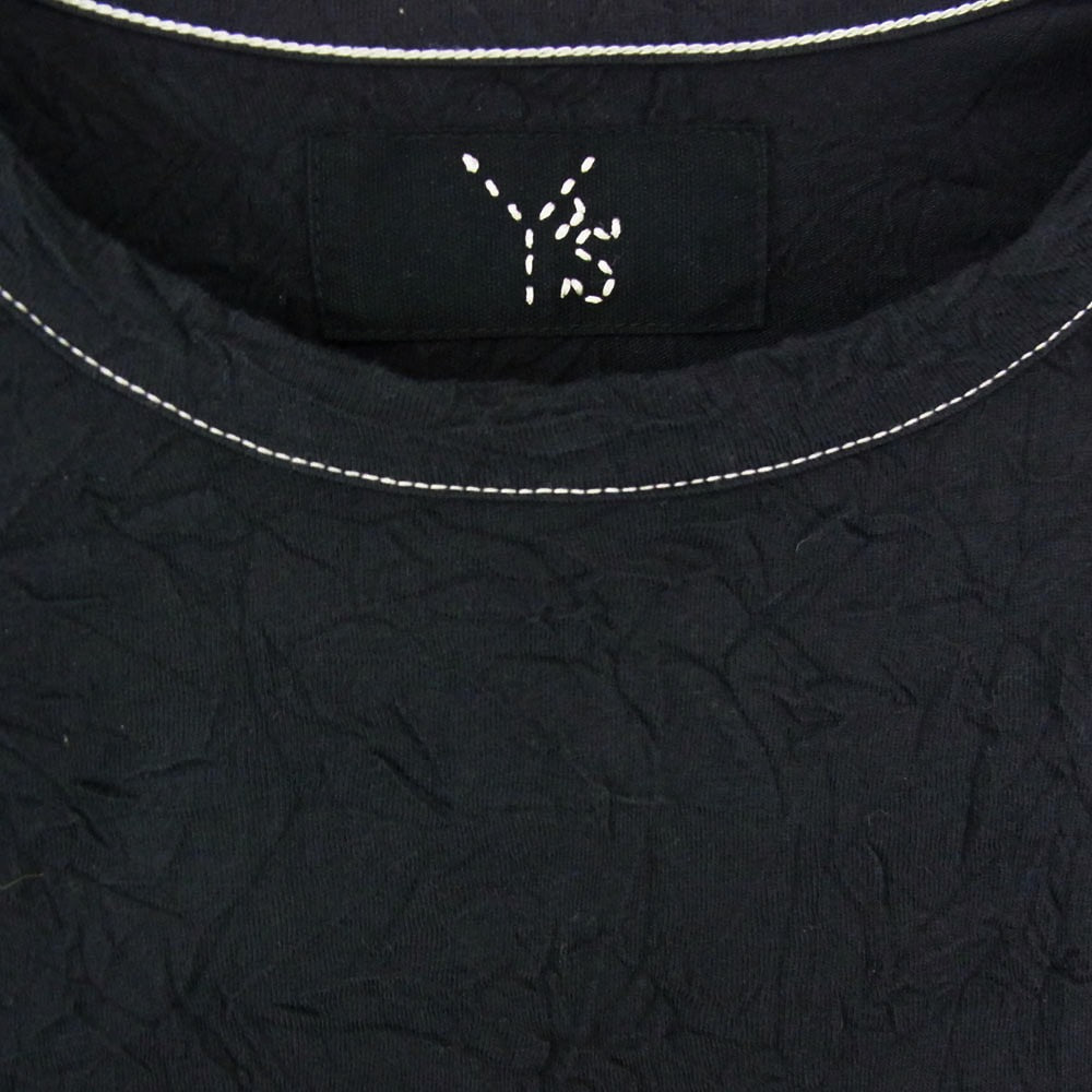 Y's Yohji Yamamoto ワイズ ヨウジヤマモト 22AW YE-T53-057 シワ加工 丸首 クルーネック 半袖 Tシャツ ブラック系 2【中古】