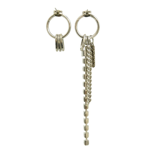 ジュスティーヌクランケ ストーン チェーン フープ ピアス シルバー系 パープル系【中古】