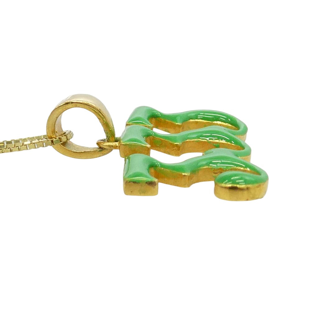 バート Green Enamel 333 Pendant Chain エナメル ペンダント チェーン ネックレス ゴールド系【中古】