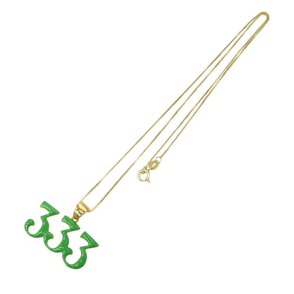 バート Green Enamel 333 Pendant Chain エナメル ペンダント チェーン ネックレス ゴールド系【中古】