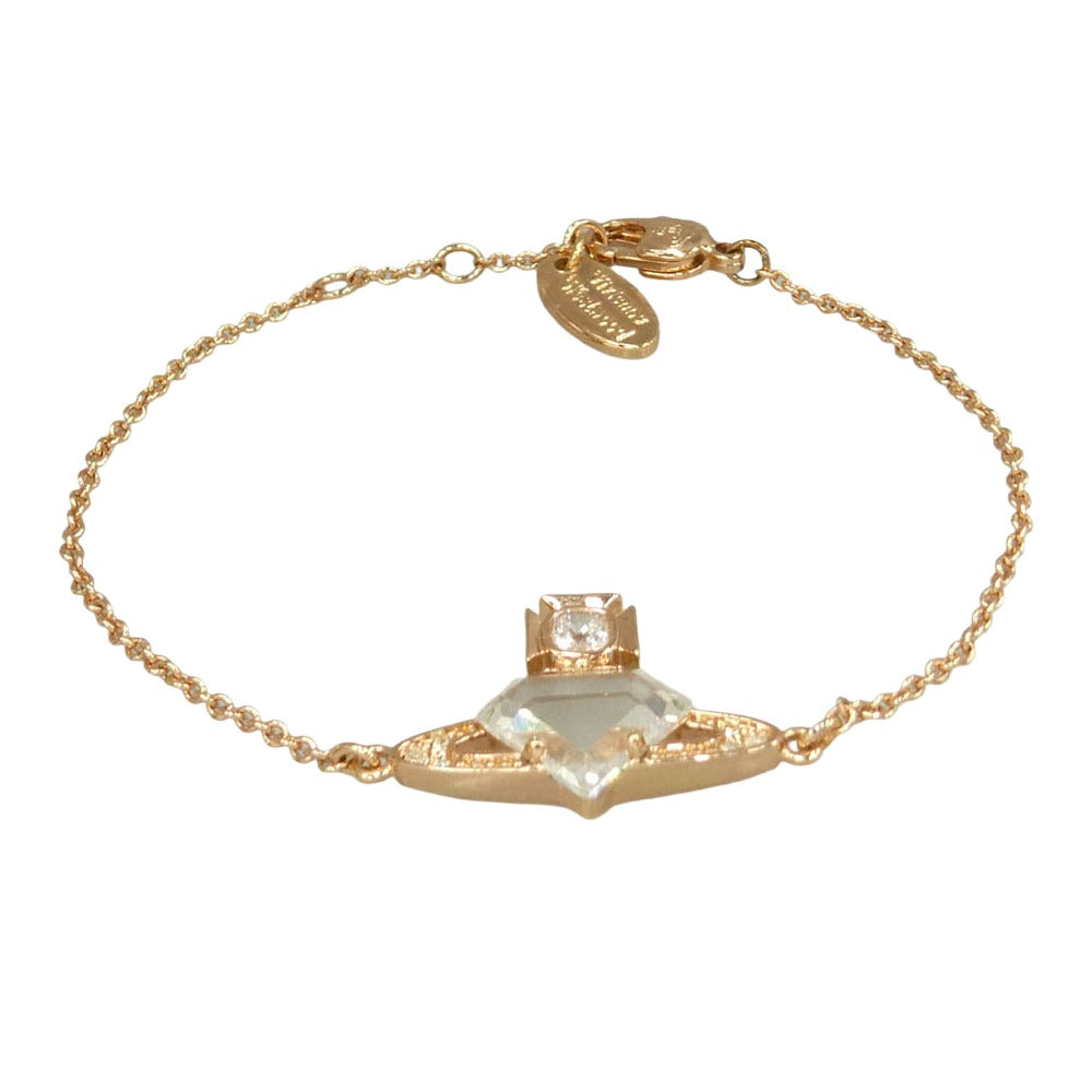 Vivienne Westwood ヴィヴィアンウエストウッド オーブ クリスタル チェーン ブレスレット ピンクゴールド系【中古】
