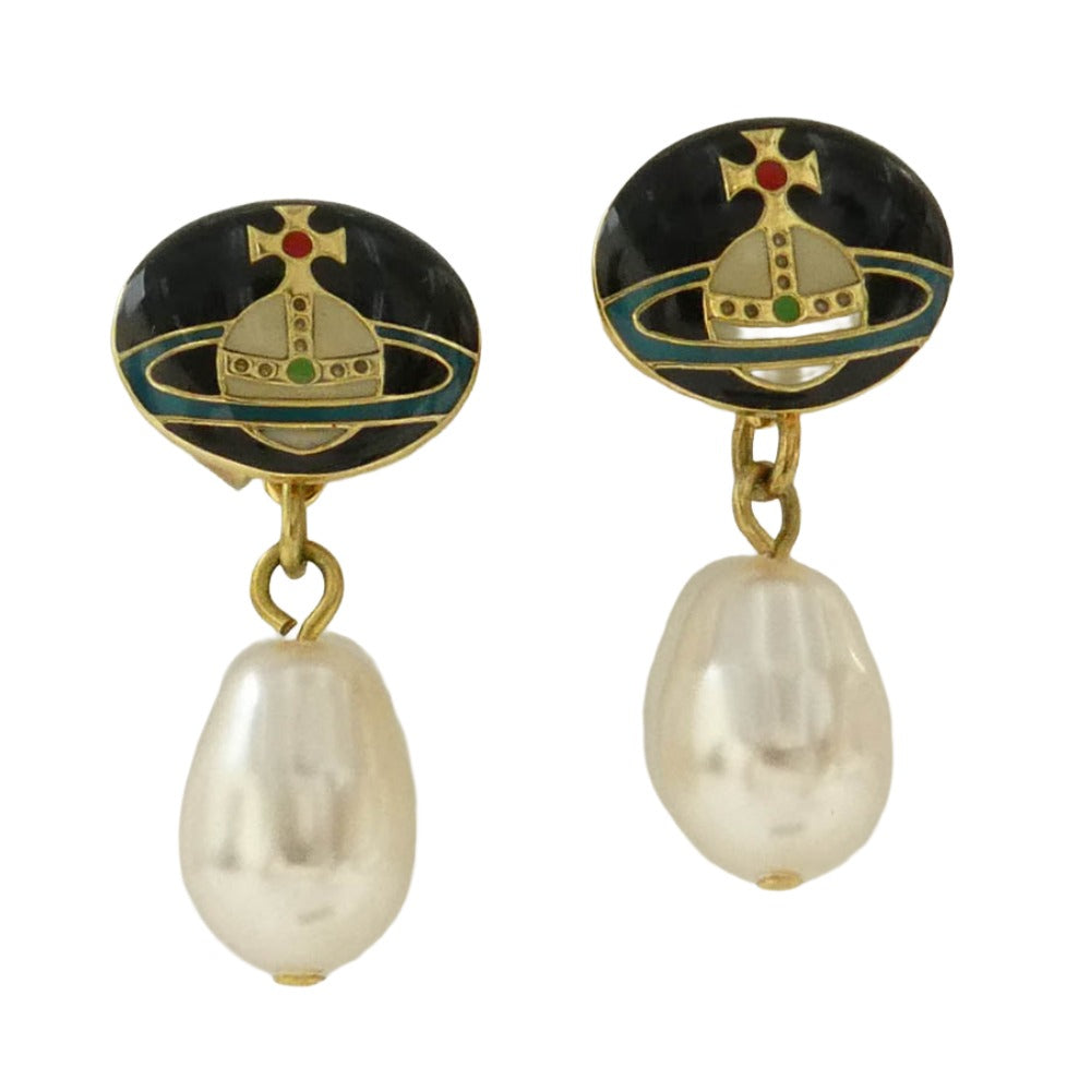 Vivienne Westwood ヴィヴィアンウエストウッド ボタン オーブ ドロップ パール ピアス マルチカラー系【中古】