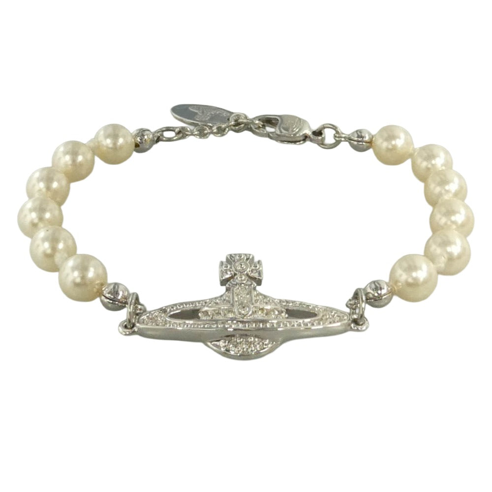 Vivienne Westwood ヴィヴィアンウエストウッド Mini Bas Relief Pearl パール オーブ チェーン ブレスレット シルバー系【中古】