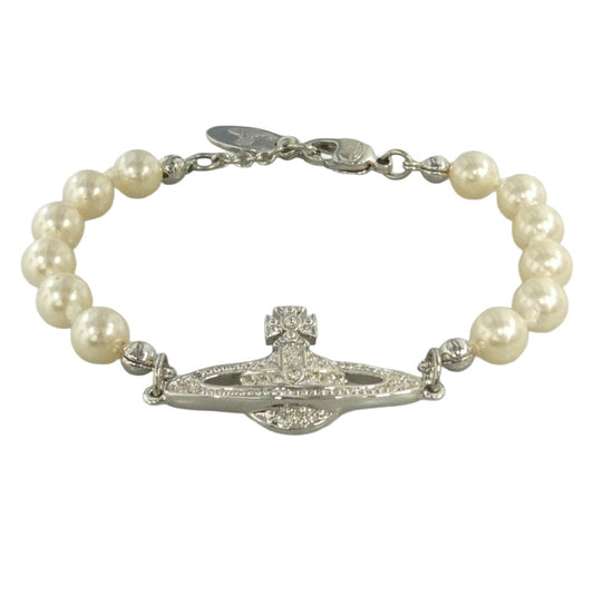 Vivienne Westwood ヴィヴィアンウエストウッド Mini Bas Relief Pearl パール オーブ チェーン ブレスレット シルバー系【中古】