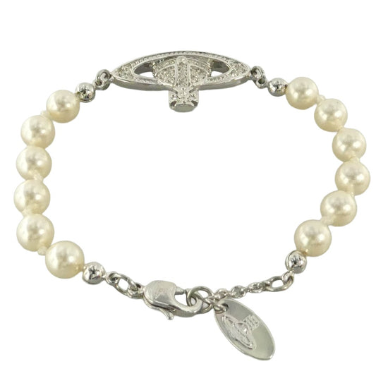 Vivienne Westwood ヴィヴィアンウエストウッド Mini Bas Relief Pearl パール オーブ チェーン ブレスレット シルバー系【中古】