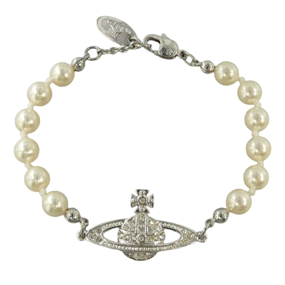 Vivienne Westwood ヴィヴィアンウエストウッド Mini Bas Relief Pearl パール オーブ チェーン ブレスレット シルバー系【中古】