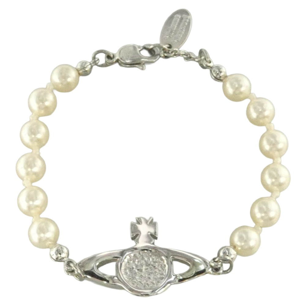 Vivienne Westwood ヴィヴィアンウエストウッド Mini Bas Relief Pearl パール オーブ チェーン ブレスレット シルバー系【中古】