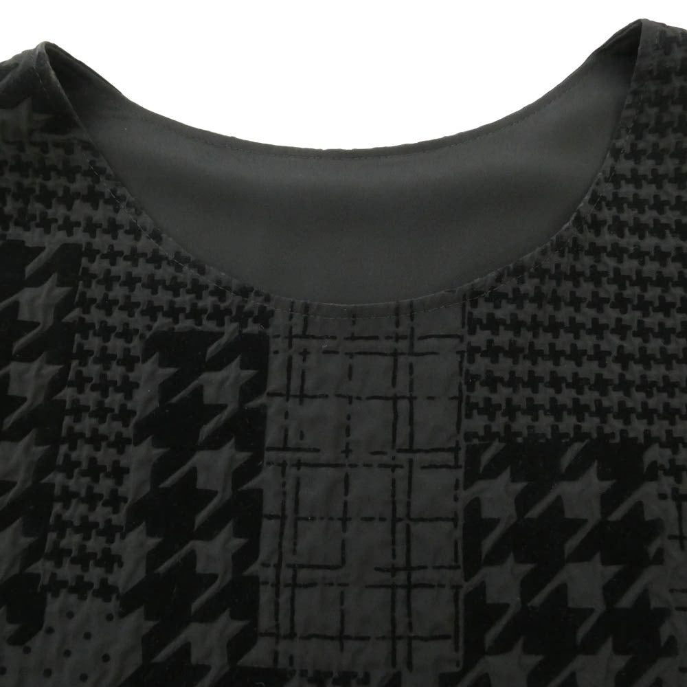 Y's Yohji Yamamoto ワイズ ヨウジヤマモト 25AW YX-D19-901 ハウンドトゥースフロッキープリント ノースリーブ ワンピース ドレス ブラック系 1【中古】