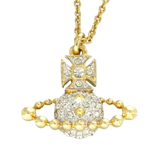 Vivienne Westwood ヴィヴィアンウエストウッド LENA BAS RELIEF NECKLACE オーブ ラインストーン ネックレス ゴールド系【中古】