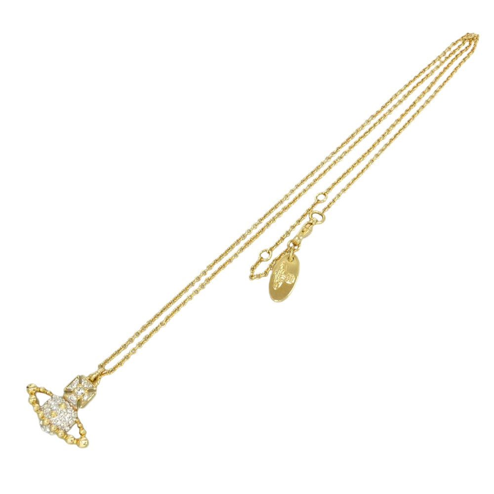 Vivienne Westwood ヴィヴィアンウエストウッド LENA BAS RELIEF NECKLACE オーブ ラインストーン ネックレス ゴールド系【中古】