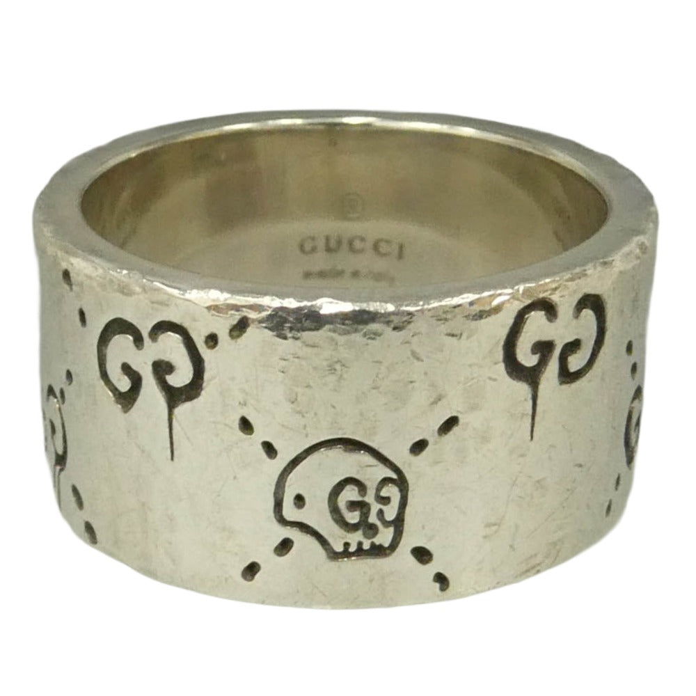 GUCCI グッチ GG ICON RING ロゴ 刻印 ワイドバンド リング 指輪 シルバー系 約21号【中古】