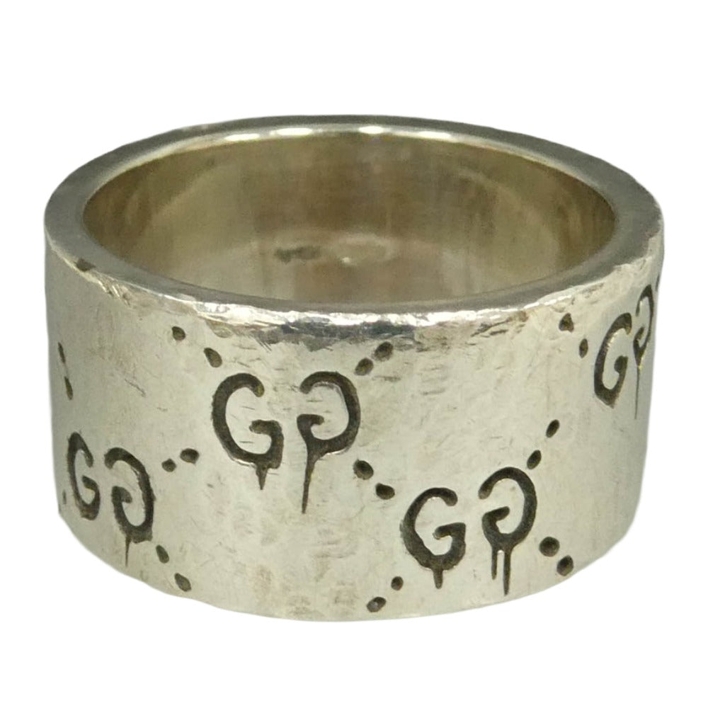 GUCCI グッチ GG ICON RING ロゴ 刻印 ワイドバンド リング 指輪 シルバー系 約21号【中古】