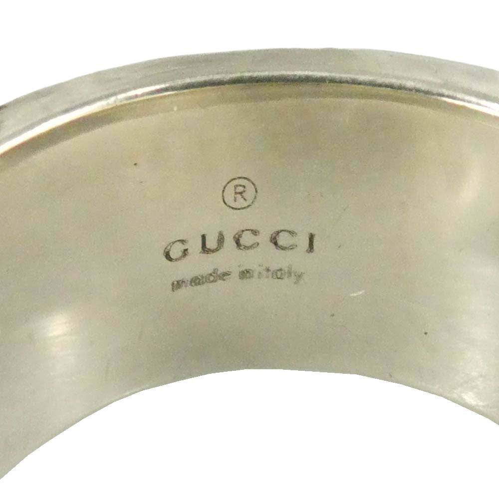 GUCCI グッチ GG ICON RING ロゴ 刻印 ワイドバンド リング 指輪 シルバー系 約21号【中古】