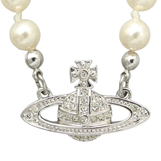 Vivienne Westwood ヴィヴィアンウエストウッド Mini Bas Relief Pearl ミニ バス レリーフ パール チョーカー ネックレス オフホワイト系 シルバー系【中古】