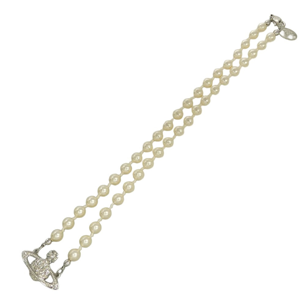Vivienne Westwood ヴィヴィアンウエストウッド Mini Bas Relief Pearl ミニ バス レリーフ パール チョーカー ネックレス オフホワイト系 シルバー系【中古】