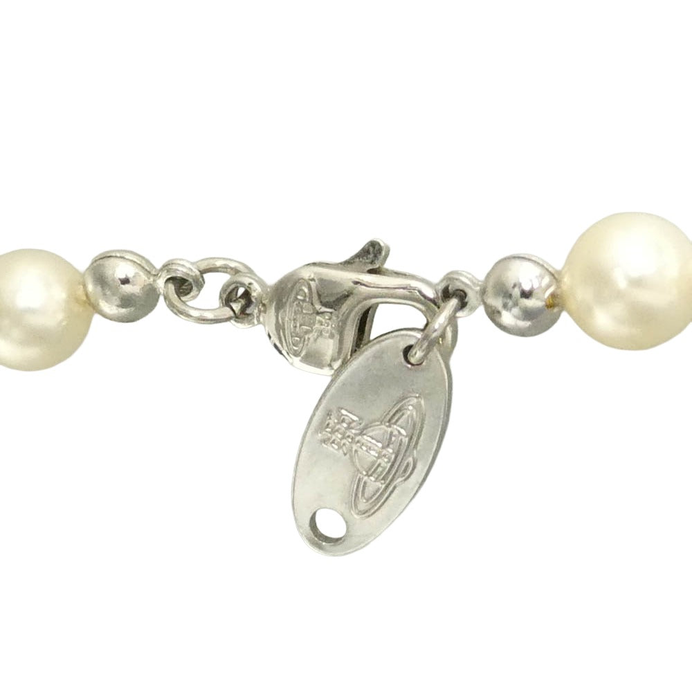 Vivienne Westwood ヴィヴィアンウエストウッド Mini Bas Relief Pearl ミニ バス レリーフ パール チョーカー ネックレス オフホワイト系 シルバー系【中古】