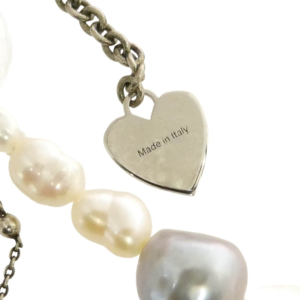 ACNE STUDIOS アクネストゥディオズ フラワー モチーフ パール シェル ハート 南京錠 チェーン ネックレス シルバー系 ホワイト系【中古】