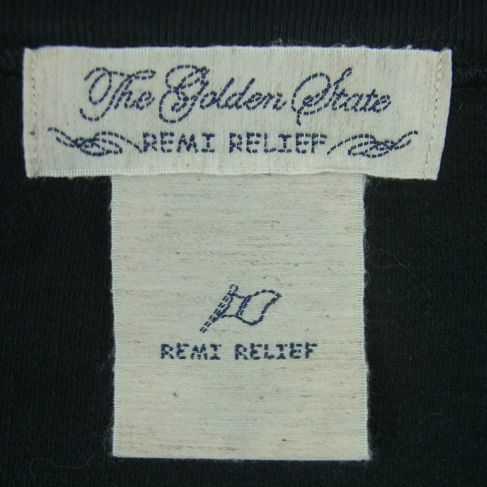 REMI RELIEF レミレリーフ コンチョ ヘンリーネック サーマル Tシャツ 半袖 カットソー 日本製 ブラック系 XL【中古】