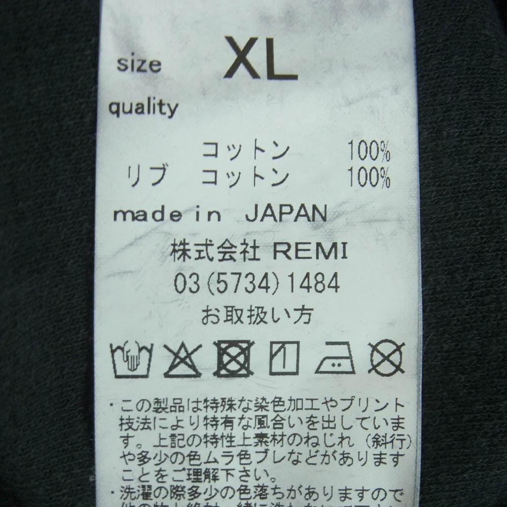 REMI RELIEF レミレリーフ コンチョ ヘンリーネック サーマル Tシャツ 半袖 カットソー 日本製 ブラック系 XL【中古】