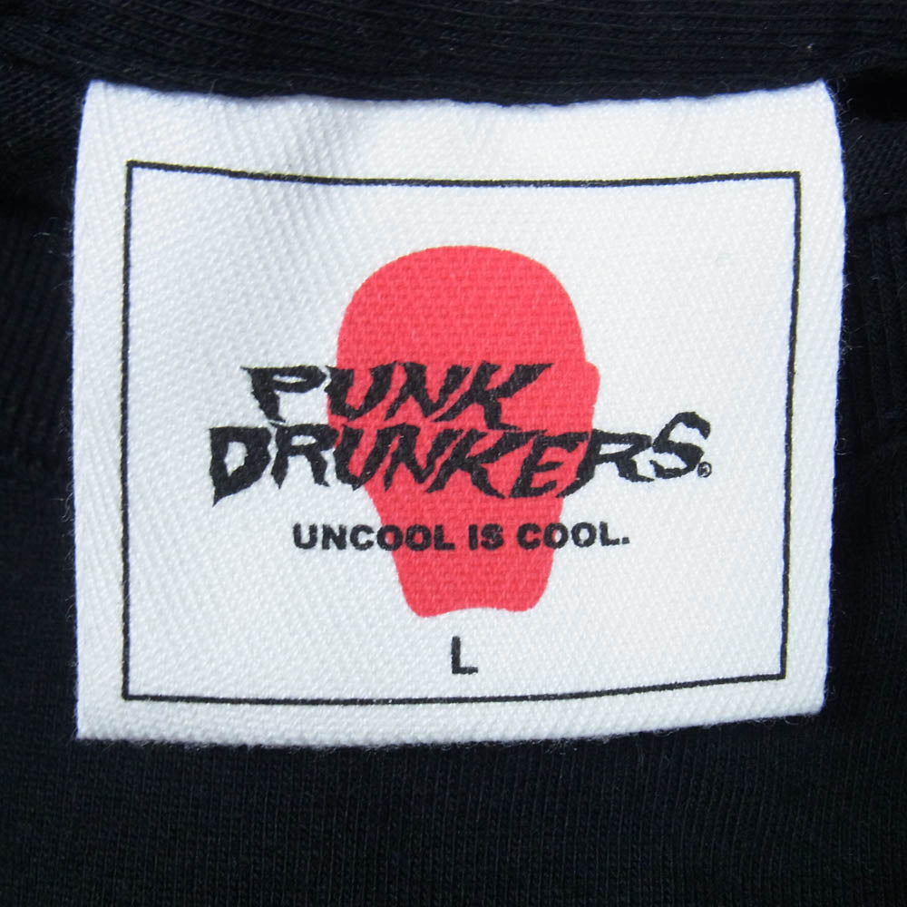 PUNK DRUNKERS パンクドランカーズ パンクド フロント バック プリント Tシャツ 半袖カットソー ブラック系 L【中古】