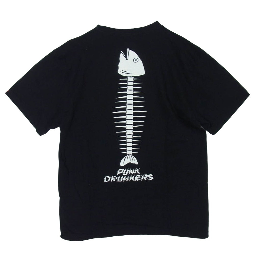PUNK DRUNKERS パンクドランカーズ NEKOCATS フロント バック プリント Tシャツ 半袖カットソー ブラック系 L【中古】